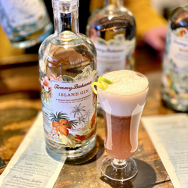 1oz Island Gin
1oz Sangria Mix
1/2oz Lime
1oz Egg White
 2-3oz Rosè

Add all ingredients except rosè to a shaker with Ice. Shake vigorously. Strain into a glass, top with rosè, lime peel for garnish, and Sip the Island Life!