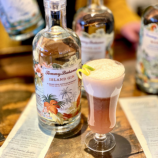 1oz Island Gin 1oz Sangria Mix 1/2oz Lime 1oz Egg White 2-3oz Rosè Add all ingredients except rosè to a shaker with Ice. Shake vigorously. Strain into a glass, top with rosè, lime peel for garnish, and Sip the Island Life!